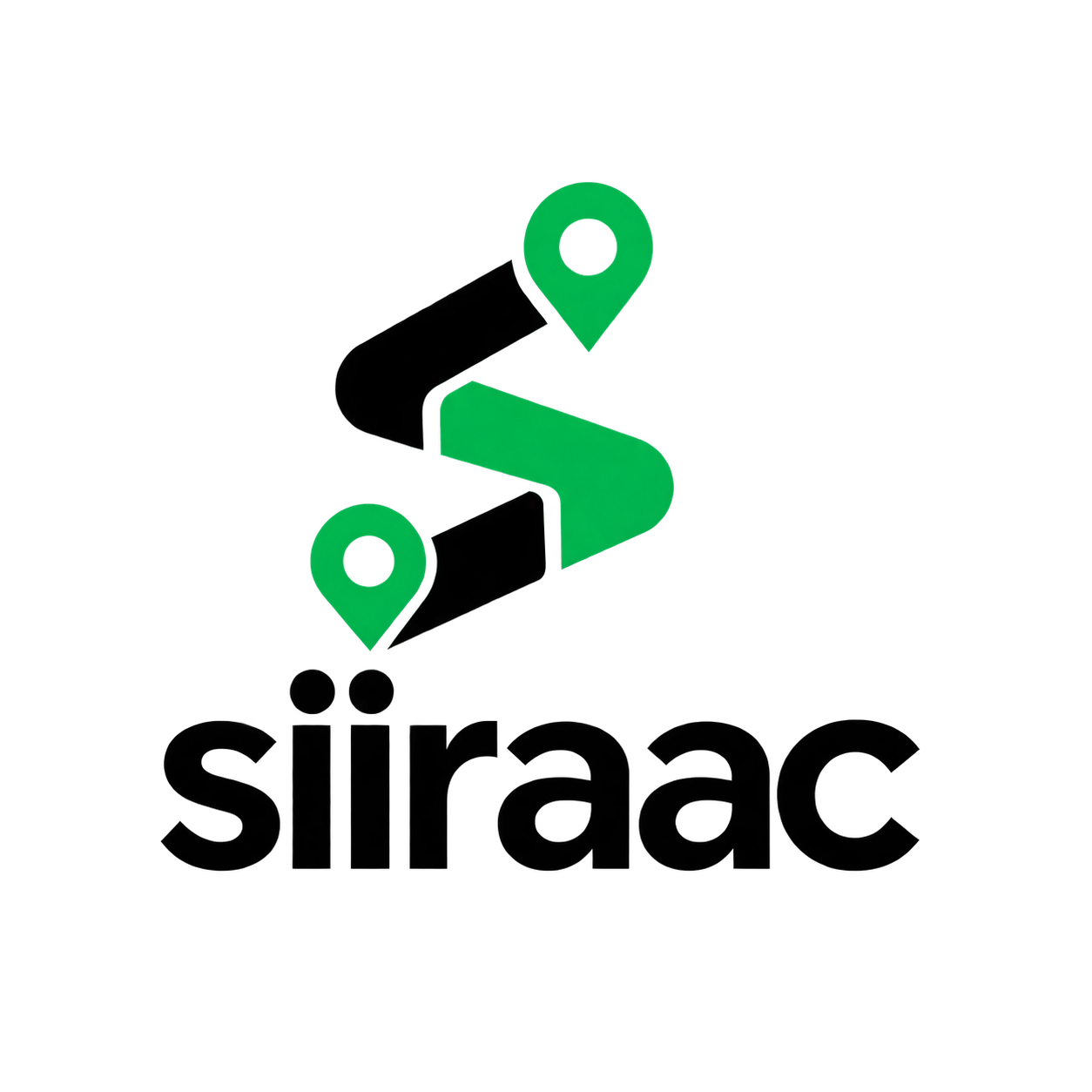 Siiraac: a green and black route between two location pins above the Siiraac name